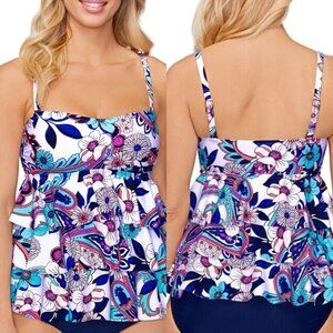 Island Escape Women's Triple-Tier Bandeau Tankini Top Sz 6